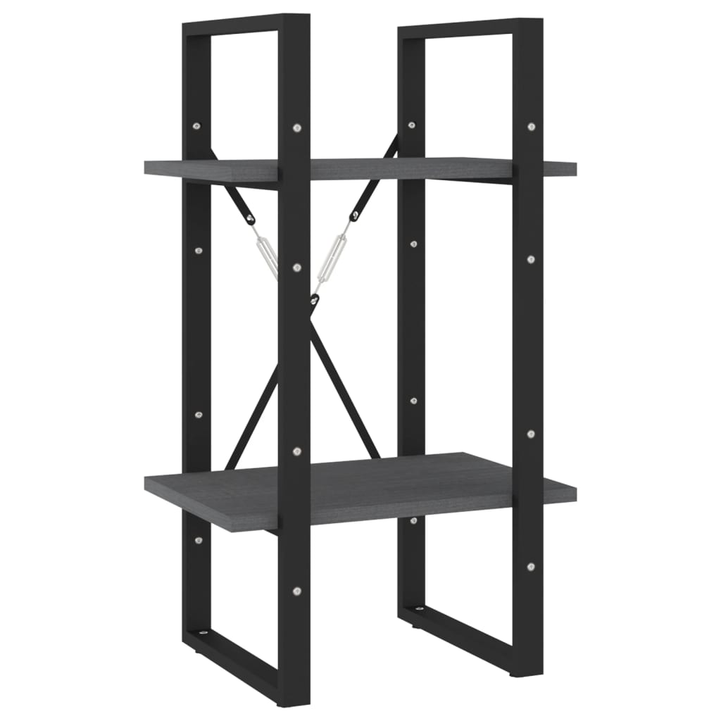 vidaXL Bibliothèque 2 étagères Gris 40x30x70 cm Bois de pin massif