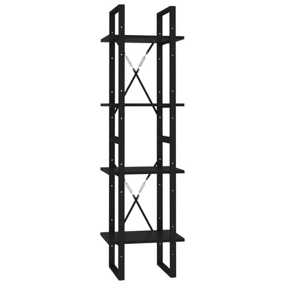 vidaXL Bücherregal 4 Fächer Schwarz 40x30x140 cm Holzwerkstoff