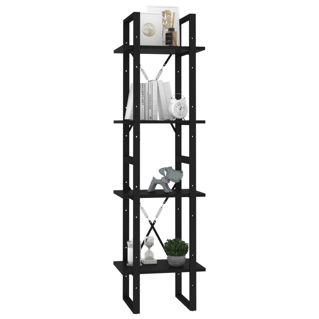 vidaXL Bücherregal 4 Fächer Schwarz 40x30x140 cm Holzwerkstoff