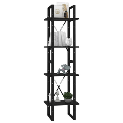 vidaXL Bücherregal 4 Fächer Schwarz 40x30x140 cm Holzwerkstoff