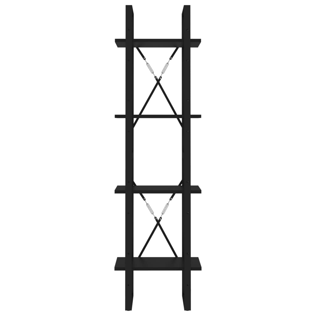 vidaXL Bücherregal 4 Fächer Schwarz 40x30x140 cm Holzwerkstoff