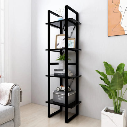 vidaXL Bücherregal 4 Fächer Schwarz 40x30x140 cm Holzwerkstoff