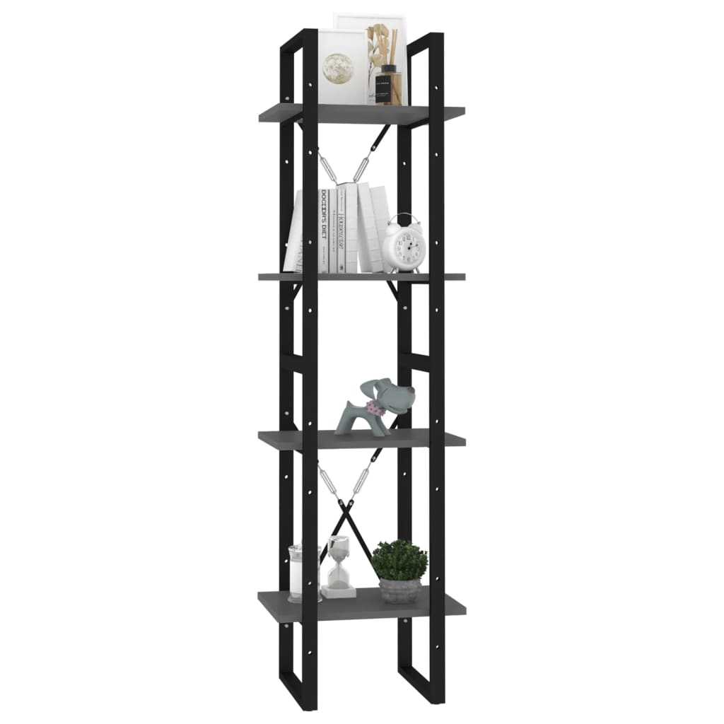 vidaXL Bücherregal 4 Fächer Grau 40x30x140 cm Holzwerkstoff