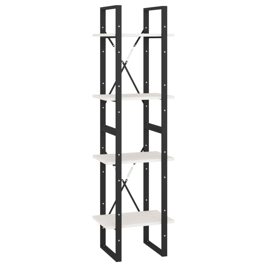 vidaXL Bibliothèque à 4 étagères Blanc 40x30x140 cm Bois de pin massif