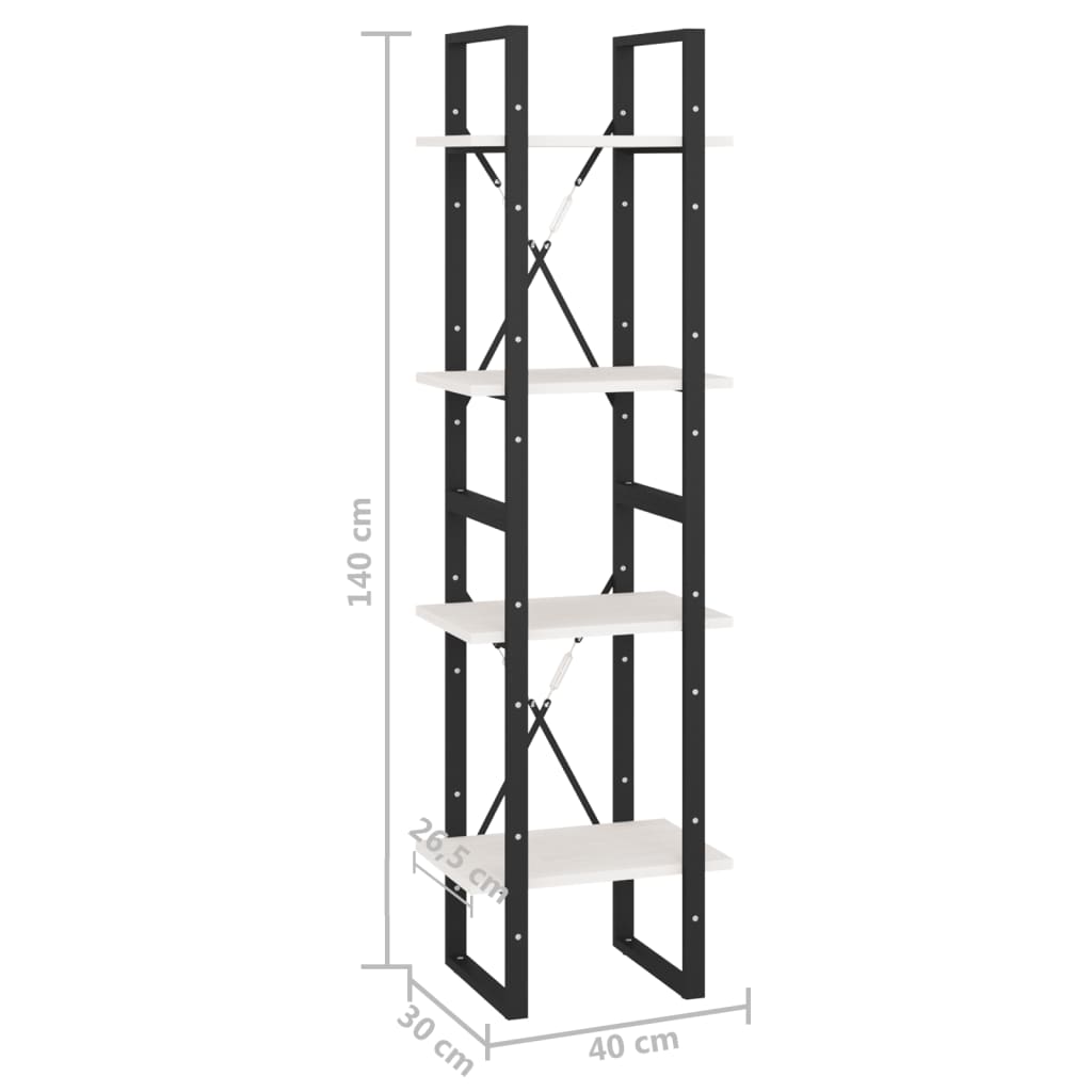 vidaXL Bibliothèque à 4 étagères Blanc 40x30x140 cm Bois de pin massif