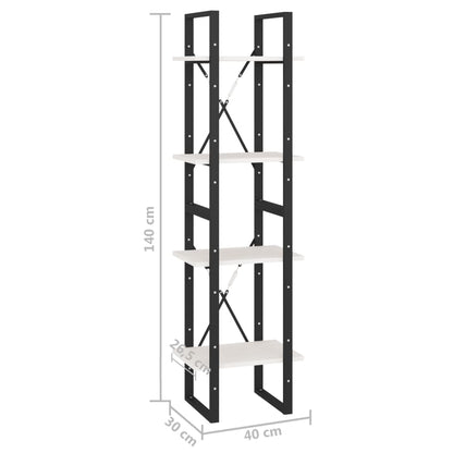 vidaXL Bibliothèque à 4 étagères Blanc 40x30x140 cm Bois de pin massif