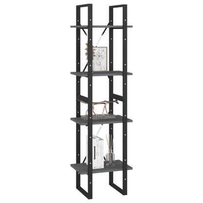 vidaXL Bücherregal 4 Böden Grau 40x30x140 cm Massivholz Kiefer