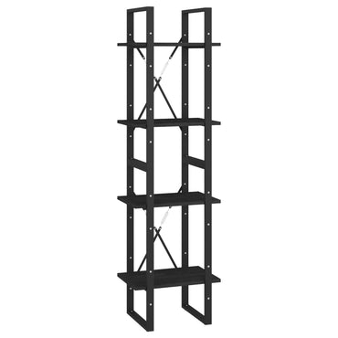 vidaXL Bücherregal 4 Böden Schwarz 40x30x140 cm Massivholz Kiefer