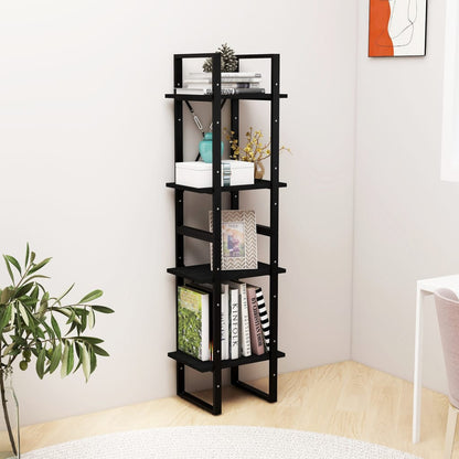 vidaXL Bücherregal 4 Böden Schwarz 40x30x140 cm Massivholz Kiefer