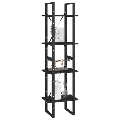 vidaXL Bücherregal 4 Böden Schwarz 40x30x140 cm Massivholz Kiefer