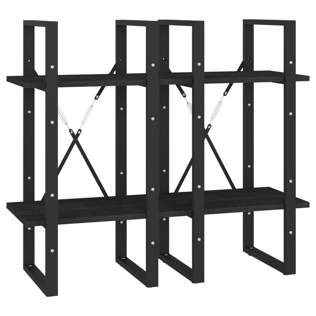 vidaXL Bücherregal 4 Böden Schwarz 40x30x140 cm Massivholz Kiefer