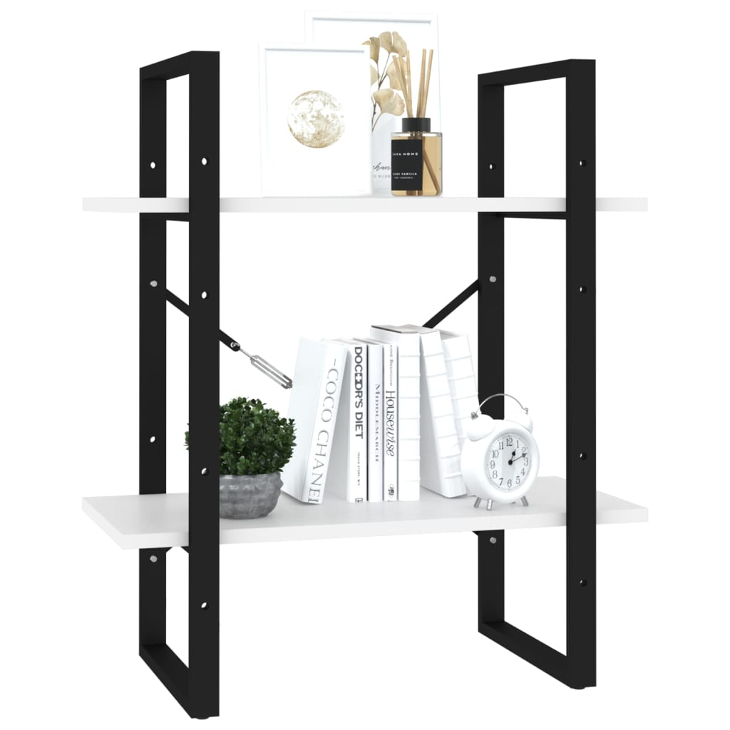 vidaXL Bücherregal 2 Fächer Weiß 60x30x70 cm Holzwerkstoff