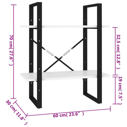 vidaXL Bücherregal 2 Fächer Weiß 60x30x70 cm Holzwerkstoff