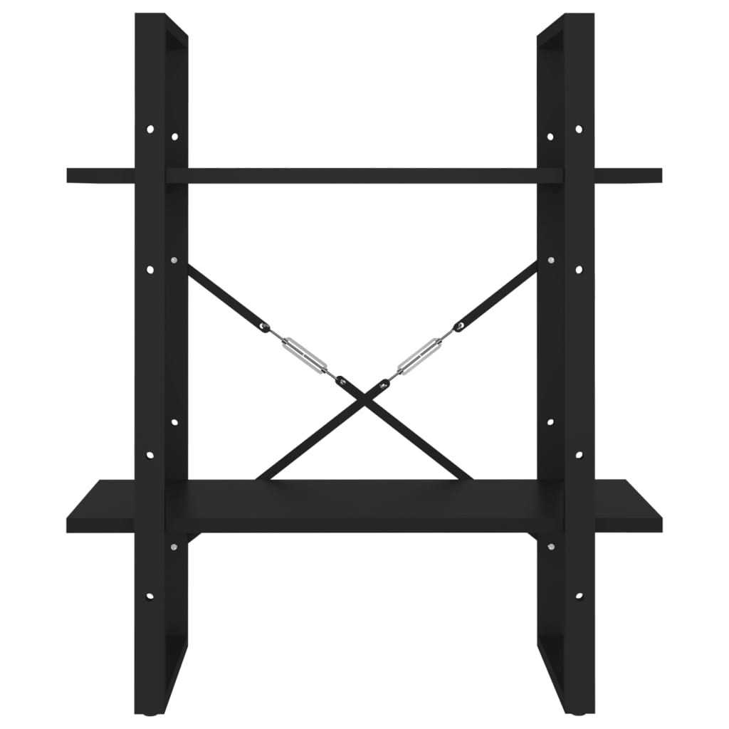 vidaXL Bücherregal 2 Fächer Schwarz 60x30x70 cm Holzwerkstoff