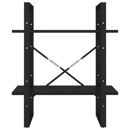 vidaXL Bücherregal 2 Fächer Schwarz 60x30x70 cm Holzwerkstoff
