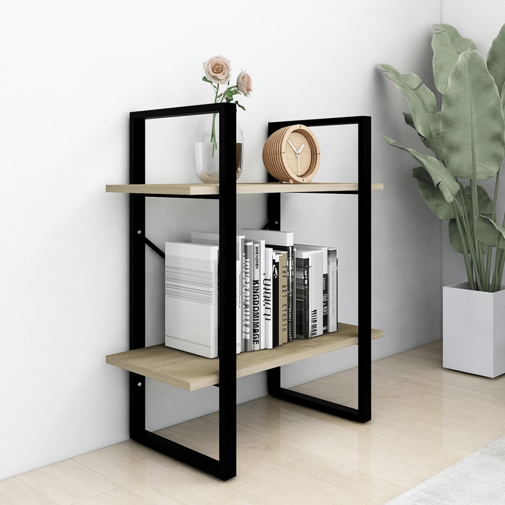 vidaXL Bücherregal 2 Fächer Sonoma-Eiche 60x30x70 cm Holzwerkstoff