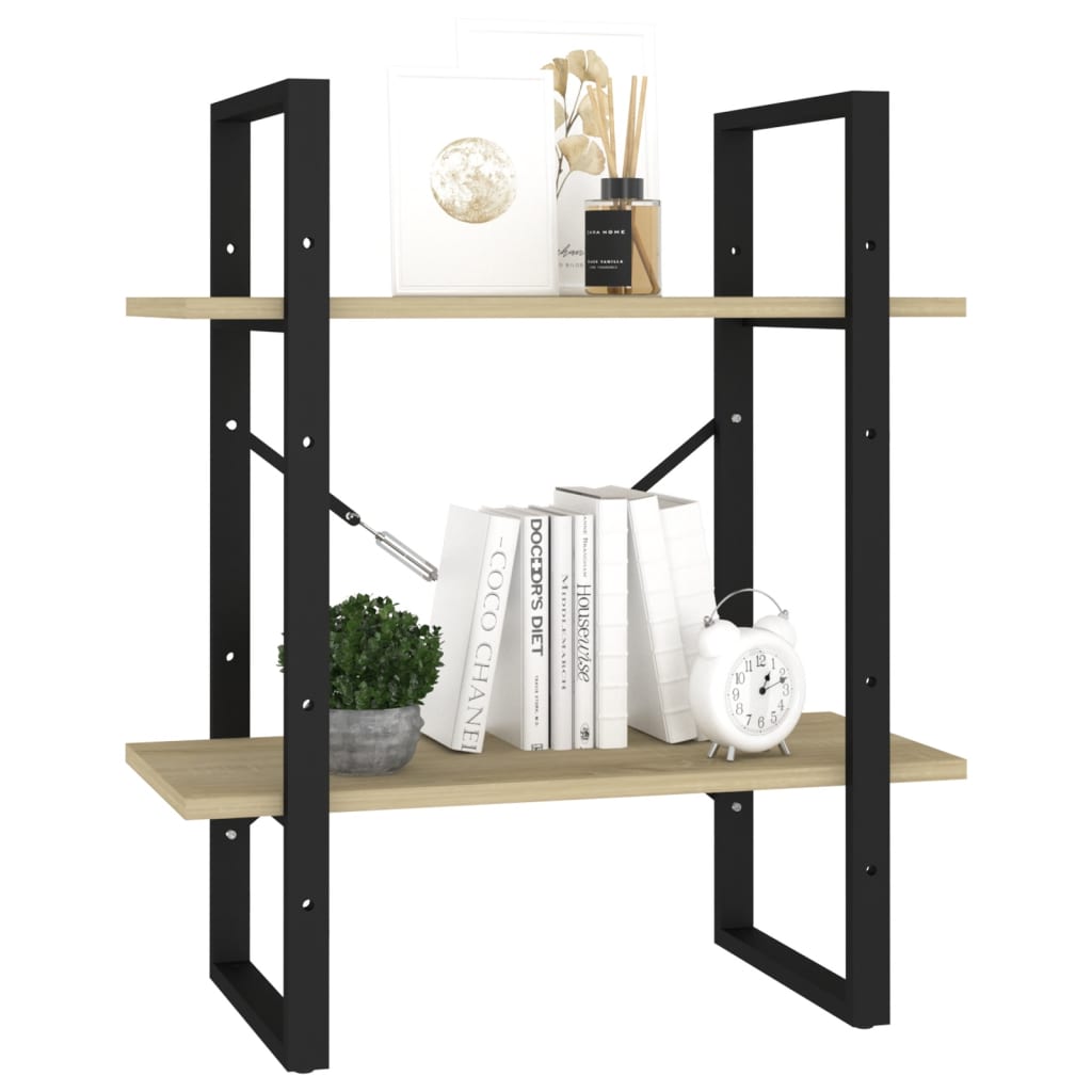vidaXL Bücherregal 2 Fächer Sonoma-Eiche 60x30x70 cm Holzwerkstoff