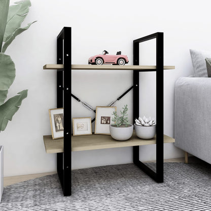 vidaXL Bücherregal 2 Fächer Sonoma-Eiche 60x30x70 cm Holzwerkstoff