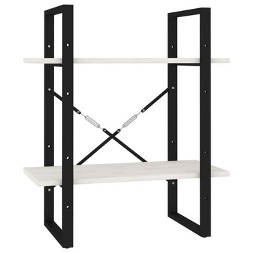 vidaXL Bücherregal 2 Böden Weiß 60x30x70 cm Massivholz Kiefer