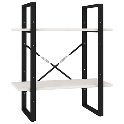 vidaXL Bücherregal 2 Böden Weiß 60x30x70 cm Massivholz Kiefer