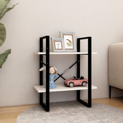 vidaXL Bücherregal 2 Böden Weiß 60x30x70 cm Massivholz Kiefer