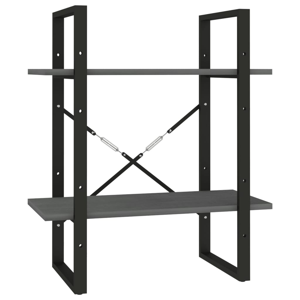 vidaXL Bücherregal 2 Böden Grau 60x30x70 cm Massivholz Kiefer