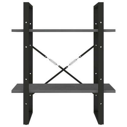 vidaXL Bücherregal 2 Böden Grau 60x30x70 cm Massivholz Kiefer