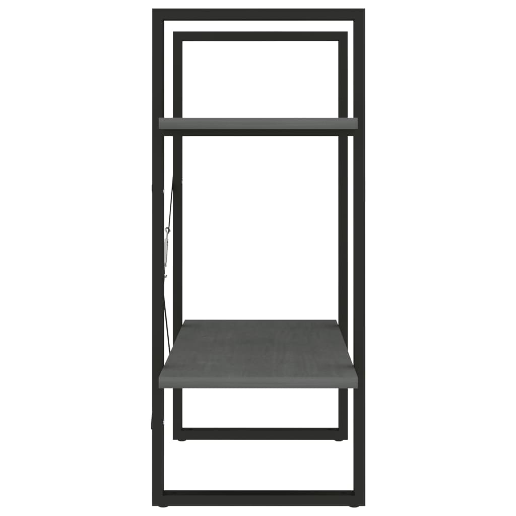 vidaXL Bücherregal 2 Böden Grau 60x30x70 cm Massivholz Kiefer