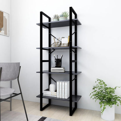 vidaXL Bücherregal 4 Fächer Grau 60x30x140 cm Holzwerkstoff