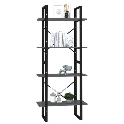 vidaXL Bücherregal 4 Fächer Grau 60x30x140 cm Holzwerkstoff