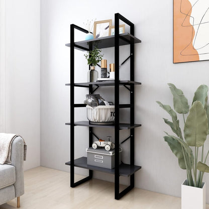 vidaXL Bücherregal 4 Fächer Grau 60x30x140 cm Holzwerkstoff
