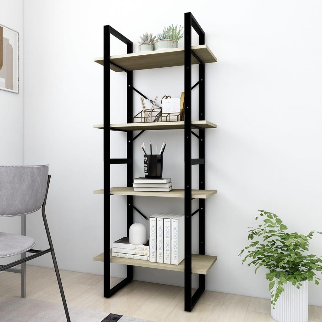 vidaXL Bibliothèque 4 étagères Chêne sonoma 60x30x140 cm Bois d'ingénierie
