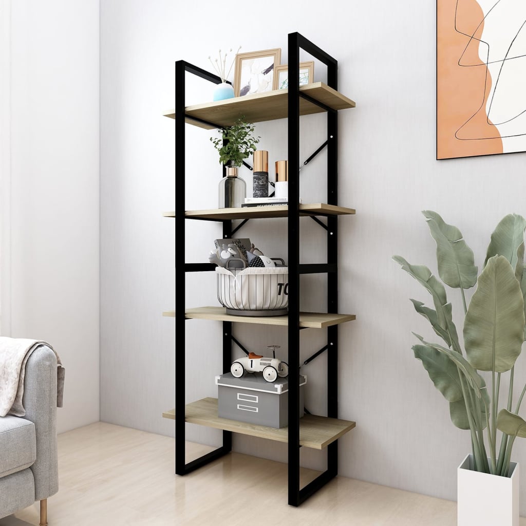 vidaXL Bibliothèque 4 étagères Chêne sonoma 60x30x140 cm Bois d'ingénierie