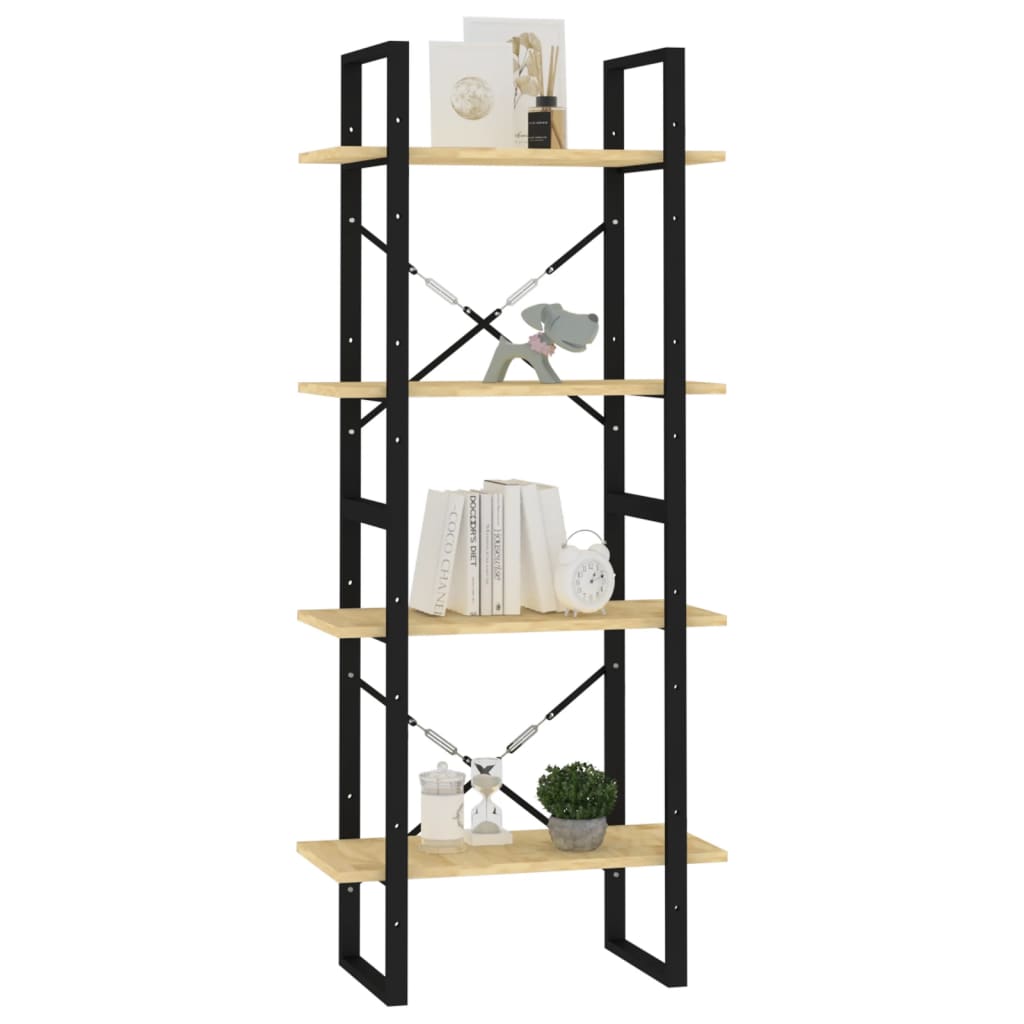 vidaXL Bücherregal 4 Böden 60x30x140 cm Massivholz Kiefer