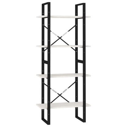 vidaXL Bücherregal 4 Böden Weiß 60x30x140 cm Massivholz Kiefer