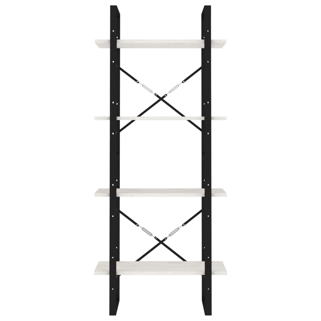 vidaXL Bücherregal 4 Böden Weiß 60x30x140 cm Massivholz Kiefer