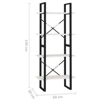 vidaXL Bücherregal 4 Böden Weiß 60x30x140 cm Massivholz Kiefer