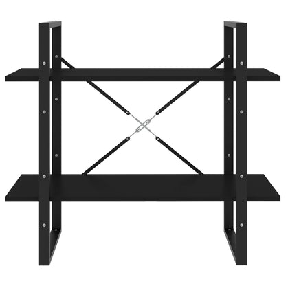 vidaXL Bücherregal 2 Fächer Schwarz 80x30x70 cm Holzwerkstoff