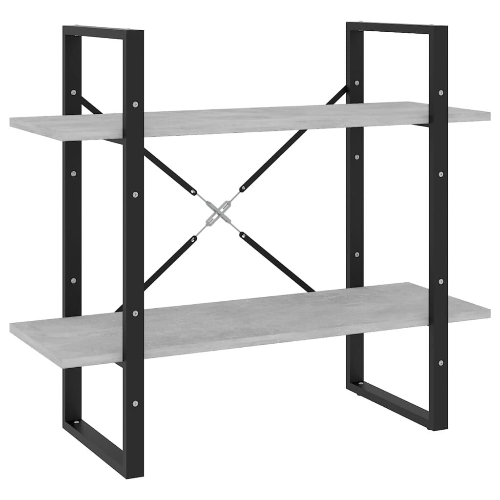 vidaXL Bücherregal 2 Fächer Betongrau 80x30x70 cm Holzwerkstoff