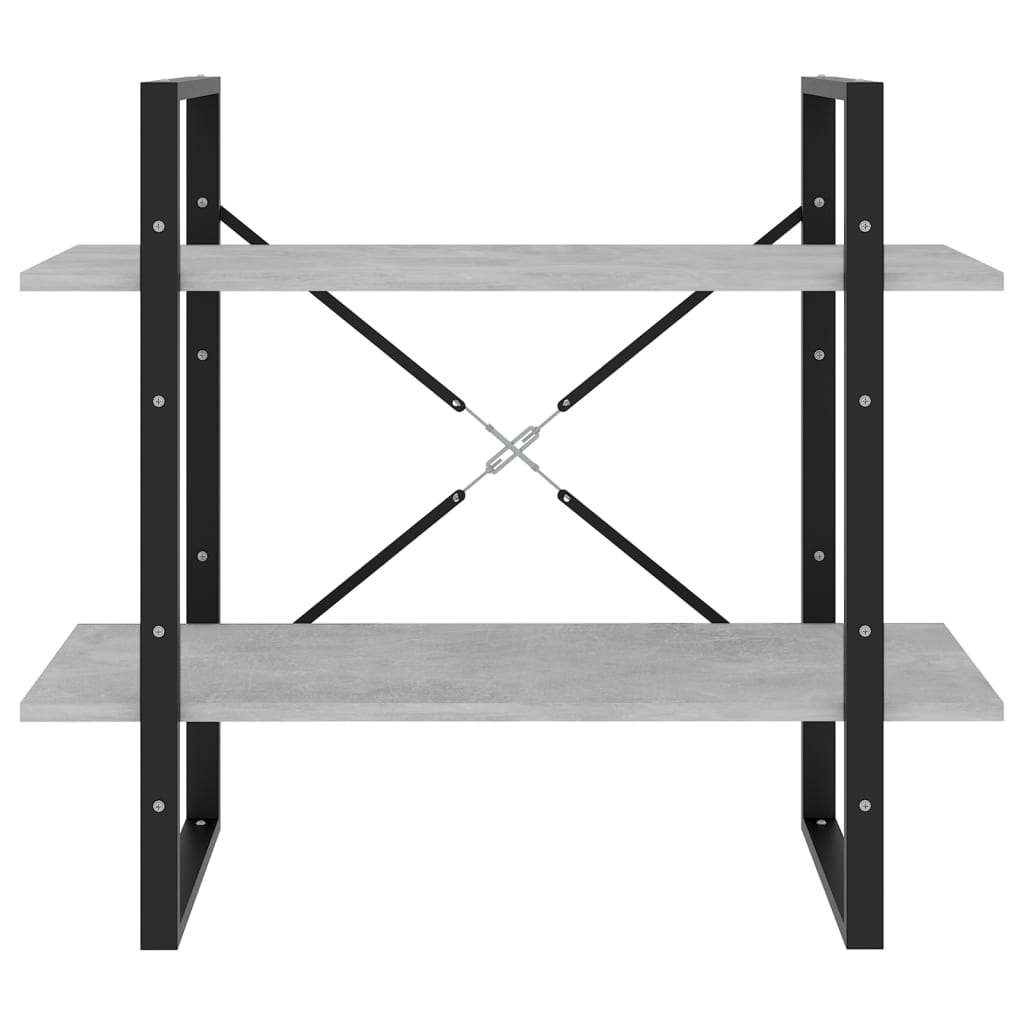 vidaXL Bücherregal 2 Fächer Betongrau 80x30x70 cm Holzwerkstoff