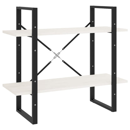 vidaXL Bücherregal 2 Böden Weiß 80x30x70 cm Massivholz Kiefer