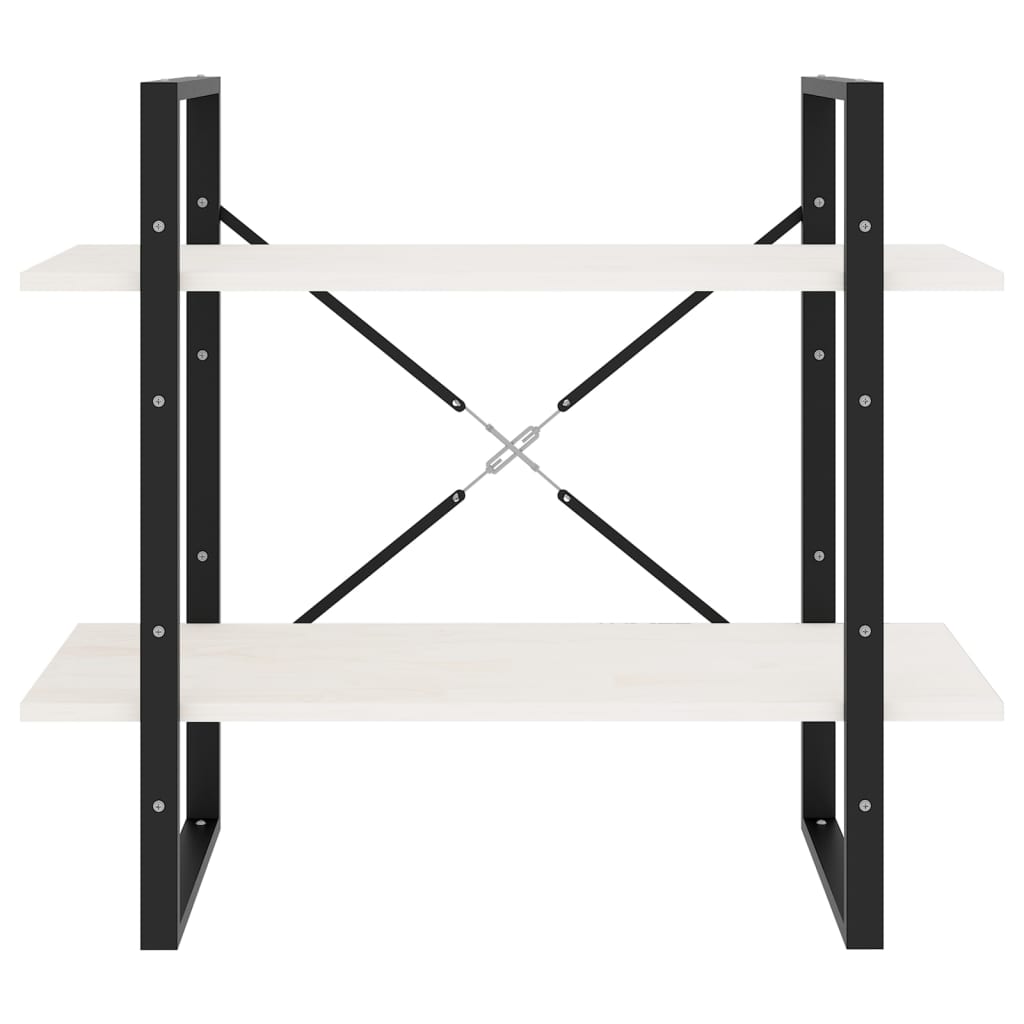 vidaXL Bücherregal 2 Böden Weiß 80x30x70 cm Massivholz Kiefer