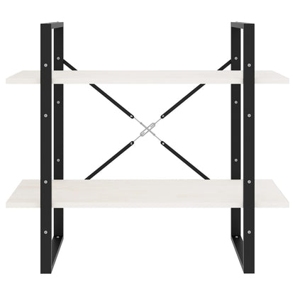 vidaXL Bücherregal 2 Böden Weiß 80x30x70 cm Massivholz Kiefer