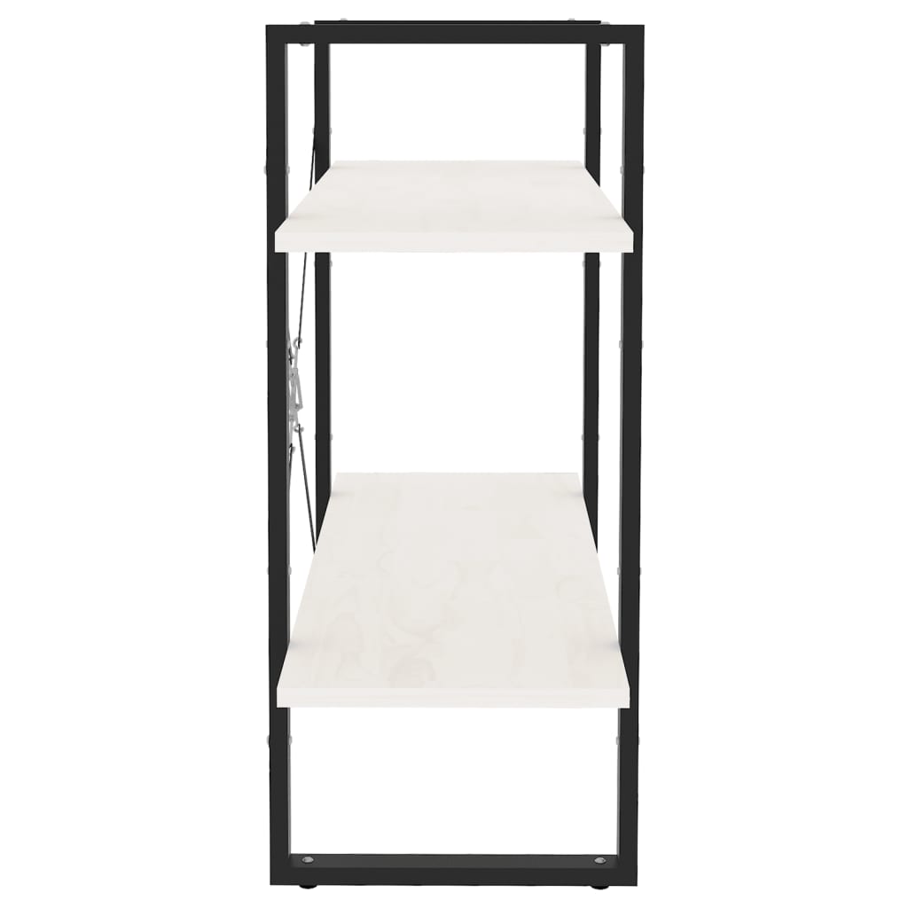vidaXL Bücherregal 2 Böden Weiß 80x30x70 cm Massivholz Kiefer