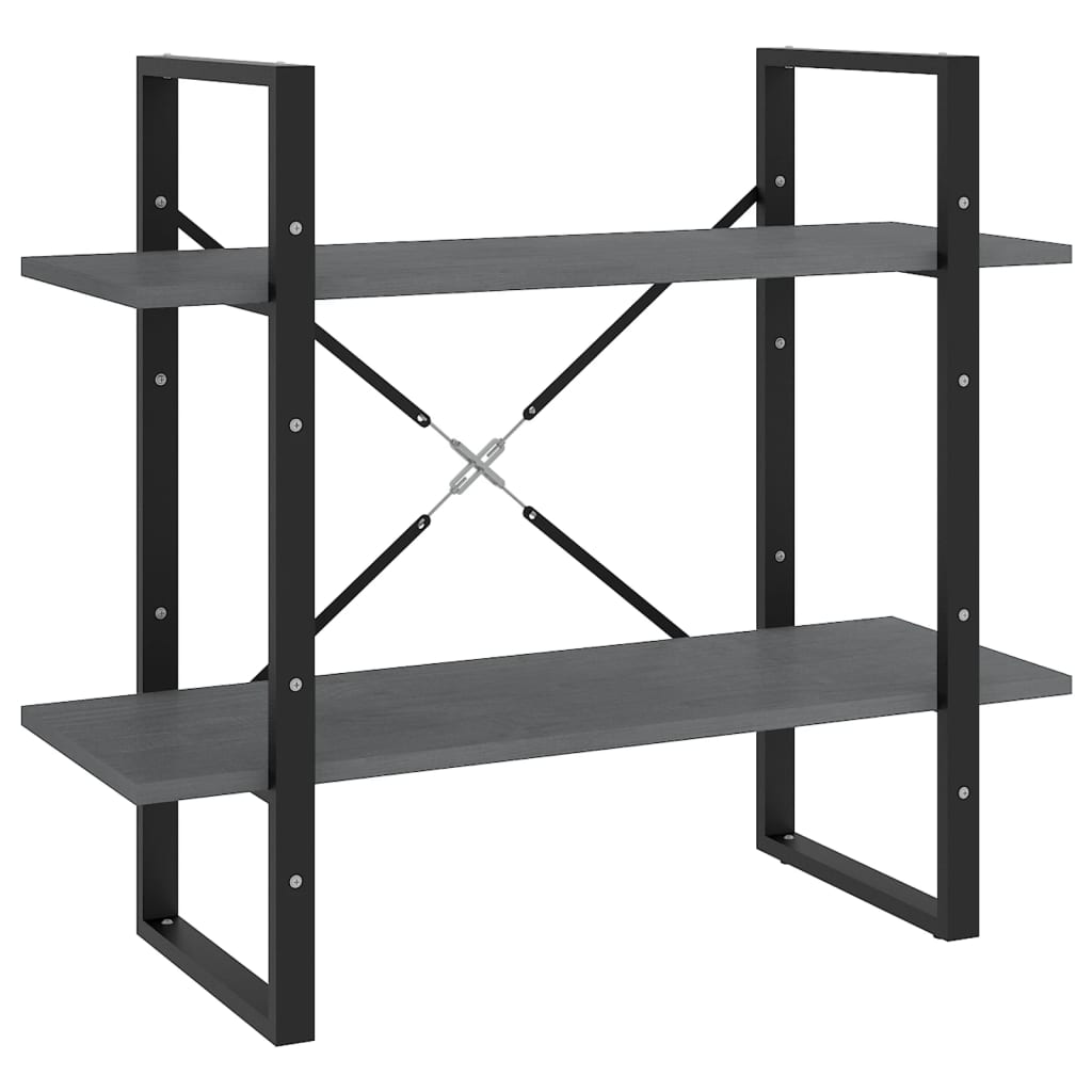 vidaXL Bibliothèque 2 étagères gris 80x30x70 cm pin massif