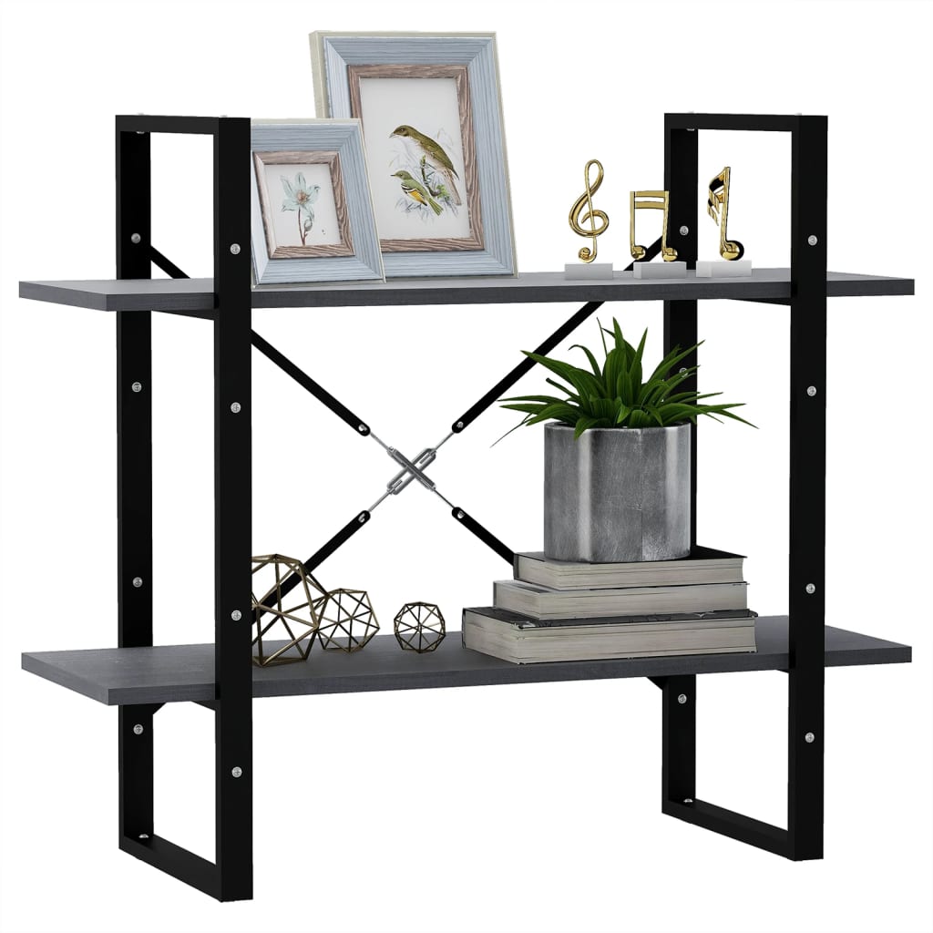 vidaXL Bibliothèque 2 étagères gris 80x30x70 cm pin massif