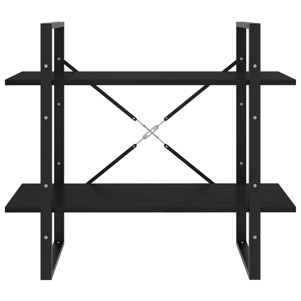 vidaXL Bücherregal 2 Böden Schwarz 80x30x70 cm Massivholz Kiefer