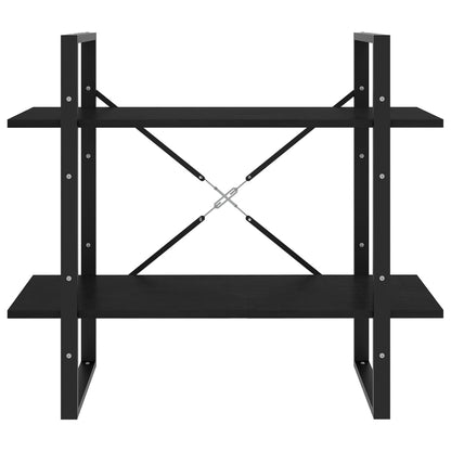 vidaXL Bücherregal 2 Böden Schwarz 80x30x70 cm Massivholz Kiefer