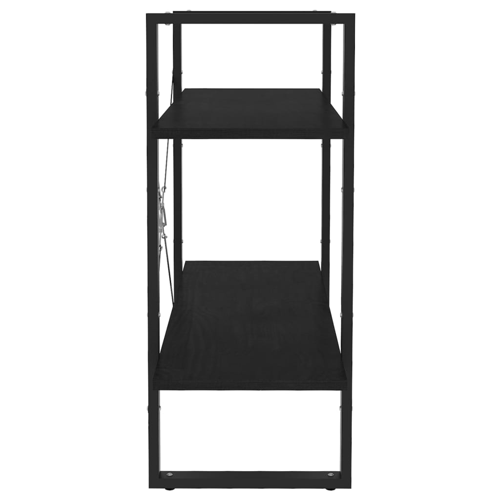 vidaXL Bücherregal 2 Böden Schwarz 80x30x70 cm Massivholz Kiefer