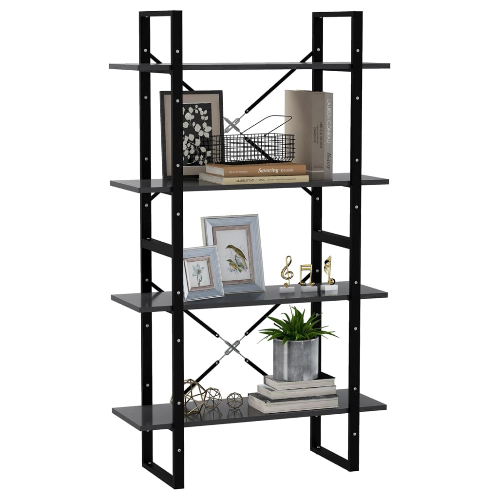vidaXL Étagère à livres à 4 compartiments gris 80x30x140 cm en bois d'ingénierie